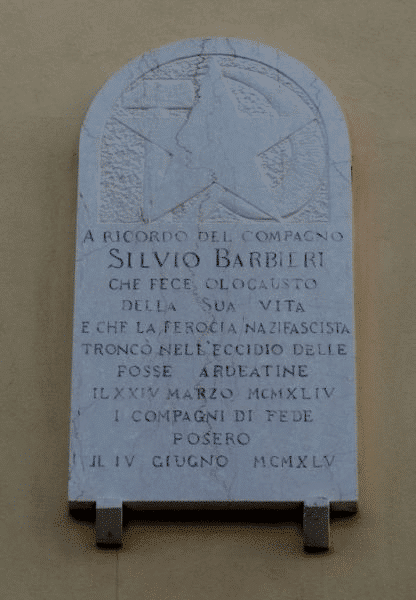 Lapide in ricordo di Silvio Barbieri a Roma Monteverde